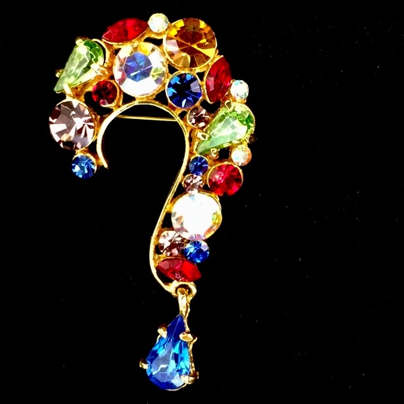 Brooch Question Mark, Multi Color - Picture 2 of 5